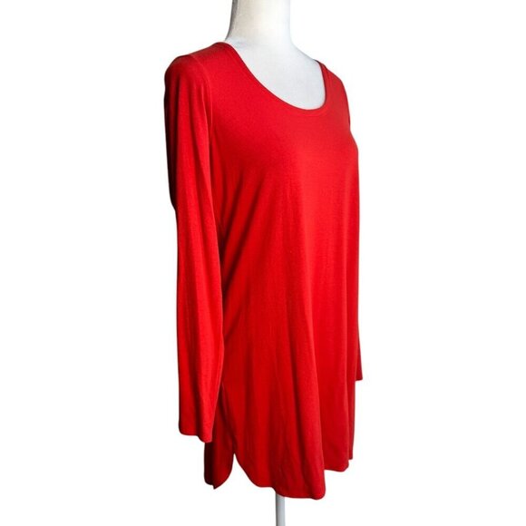 Eileen Fisher Ballet Neck Long Sleeve Tunic Top Mini Dress Red Women's Size S - Picture 4 of 7